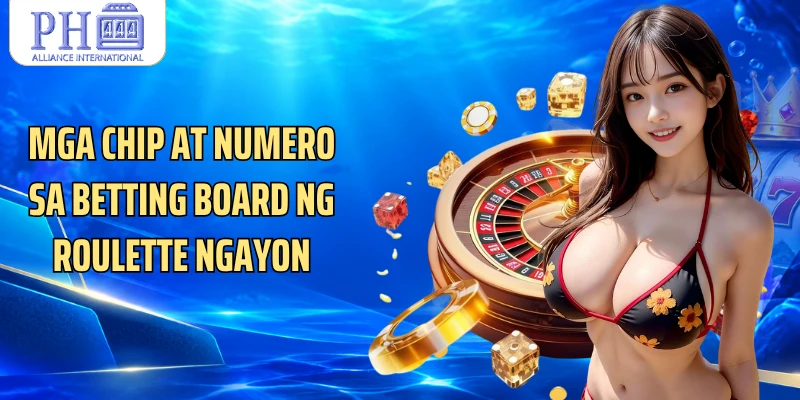 Mga chip at numero sa betting board ng roulette ngayon